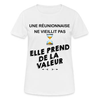 Humour Femme île de la Réunion Cadeau Original - T-shirt respirant Femme - blanc - Devant - AI Model Female 172 dark (172cm)