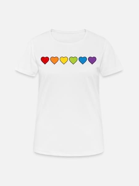 LGBT CSD LGBTQ+ HERZ REGENBOGEN HERZEN PRIDE MONTH - Frauen T-Shirt atmungsaktiv - Weiß