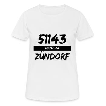 51143 Köln Zündorf - Frauen T-Shirt atmungsaktiv - Weiß - Vorne - AI Model Female 172 dark (172cm)