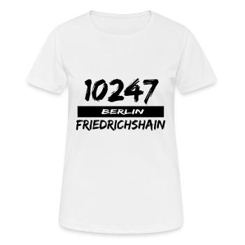 10247 Berlin Friedrichshain - Frauen T-Shirt atmungsaktiv - Weiß - Vorne - AI Model Female 172 dark (172cm)