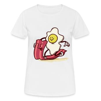 disque monte Egg Bacon - T-shirt respirant Femme - blanc - Devant - AI Model Female 172 dark (172cm)