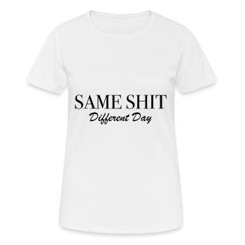 Le même jour différent Merde - T-shirt respirant Femme - blanc - Devant - AI Model Female 172 dark (172cm)