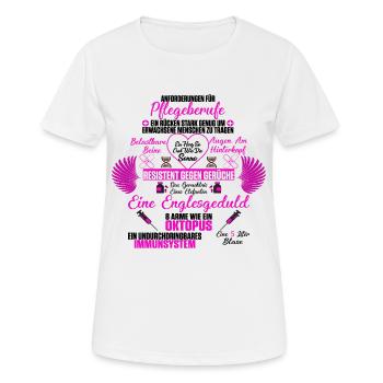 Anforderungen für Pflegeberufe T-Shirt Geschenk - Frauen T-Shirt atmungsaktiv - Weiß - Vorne - AI Model Female 172 dark (172cm)