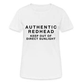 Authentic Redhead - Keep out of direct sun - black - Frauen T-Shirt atmungsaktiv - Weiß - Vorne - AI Model Female 172 dark (172cm)