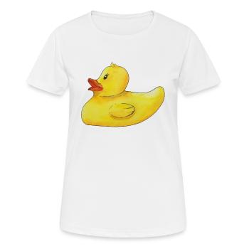Canard grinçant Canard de bain Canard en caoutchouc Canard mignon - T-shirt respirant Femme - blanc - Devant - AI Model Female 172 dark (172cm)