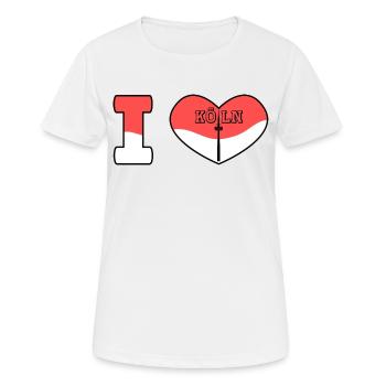 Ich liebe Köln mit dem Herz und Fernsehturm - Frauen T-Shirt atmungsaktiv - Weiß - Vorne - AI Model Female 172 dark (172cm)