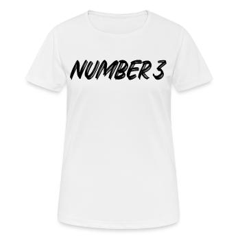 Number 3 - drei - dritter - dritte - 3 - Nummer 3 - Frauen T-Shirt atmungsaktiv - Weiß - Vorne - AI Model Female 172 dark (172cm)
