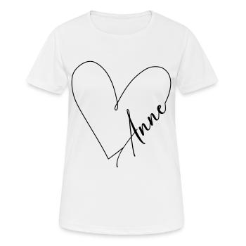 Anne Name Herzlinie - Frauen T-Shirt atmungsaktiv - Weiß - Vorne - AI Model Female 172 dark (172cm)