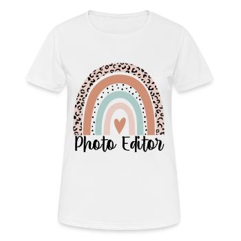 Photo Editor Rainbow Leopard Funny Photo Editor - Frauen T-Shirt atmungsaktiv - Weiß - Vorne - AI Model Female 172 dark (172cm)