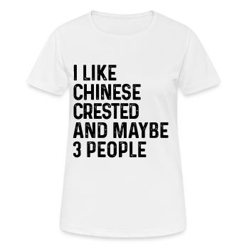 J'aime le chien chinois à crête et peut-être 3 personnes - T-shirt respirant Femme - blanc - Devant - AI Model Female 172 dark (172cm)