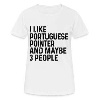 J’aime le pointeur portugais et peut-être le chien de 3 personnes - T-shirt respirant Femme - blanc - Devant - AI Model Female 172 dark (172cm)