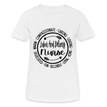 Infirmière du travail et de l’accouchement - T-shirt respirant Femme - blanc - Devant - AI Model Female 172 dark (172cm)
