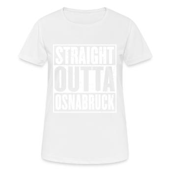 Direkt aus Osnabrück - Frauen T-Shirt atmungsaktiv - Weiß - Vorne - AI Model Female 172 dark (172cm)