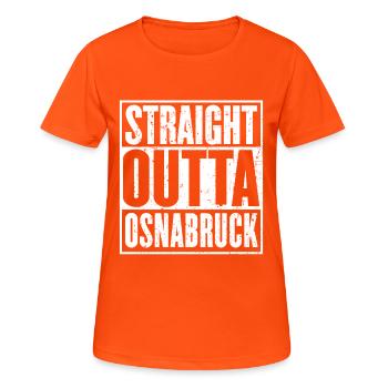 Direkt aus Osnabrück - Frauen T-Shirt atmungsaktiv - Neonorange - Vorne - AI Model Female 172 dark (172cm)