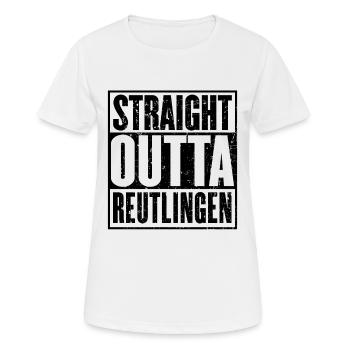 Direkt aus Reutlingen - Frauen T-Shirt atmungsaktiv - Weiß - Vorne - AI Model Female 172 dark (172cm)