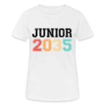 Junior 2035 Rétro Vintage - T-shirt respirant Femme - blanc - Devant - AI Model Female 172 dark (172cm)