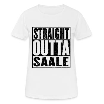 Straight Outta Saale - T-shirt respirant Femme - blanc - Devant - AI Model Female 172 dark (172cm)