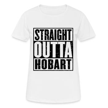 Gerade Outta Hobart - Frauen T-Shirt atmungsaktiv - Weiß - Vorne - AI Model Female 172 dark (172cm)