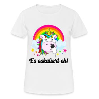 Es eskaliert eh - Frauen T-Shirt atmungsaktiv - Weiß - Vorne - AI Model Female 172 dark (172cm)