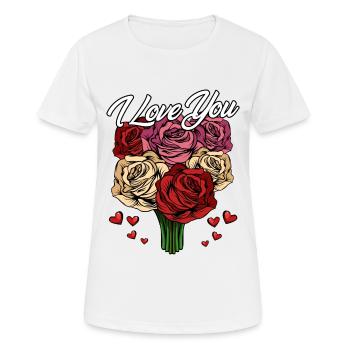Je t'aime | Déclaration de roses de coeurs d'amour cadeau - T-shirt respirant Femme - blanc - Devant - AI Model Female 172 dark (172cm)