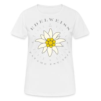 Edelweiss Windrose - Frauen T-Shirt atmungsaktiv - Weiß - Vorne - AI Model Female 172 dark (172cm)