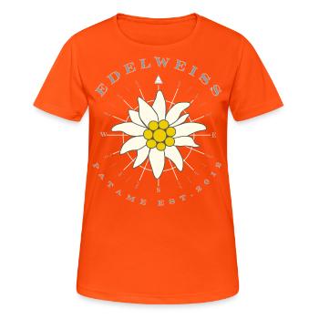 Edelweiss Windrose - Frauen T-Shirt atmungsaktiv - Neonorange - Vorne - AI Model Female 172 dark (172cm)