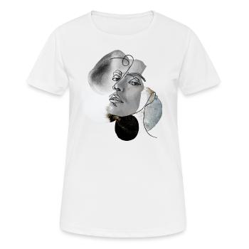 portrait masculin illustration avec des peintures à l’eau - T-shirt respirant Femme - blanc - Devant - AI Model Female 172 dark (172cm)