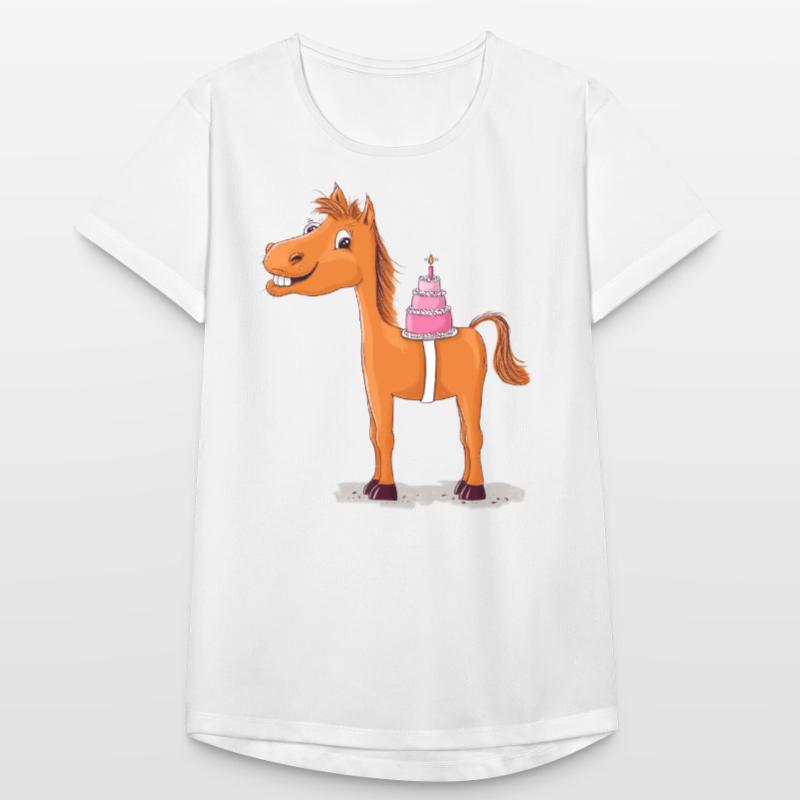 Pferd oder Pony mit Geburtstagstorte Frauen T-Shirt atmungsaktiv