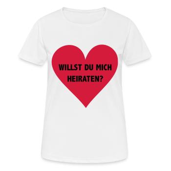 willst du mich heiraten? - Frauen T-Shirt atmungsaktiv - Weiß - Vorne - AI Model Female 172 dark (172cm)