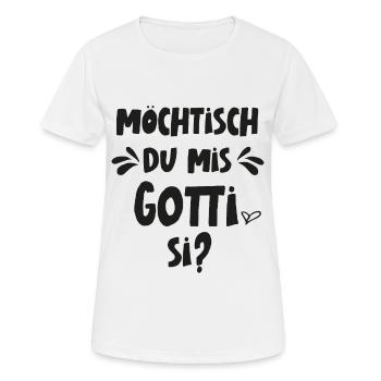 Möchtisch du mis Gotti si Schweiz Patentante frage - Frauen T-Shirt atmungsaktiv - Weiß - Vorne - AI Model Female 172 dark (172cm)
