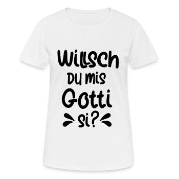Willsch du mis Gotti si Patentante Taufgotti Götti - Frauen T-Shirt atmungsaktiv - Weiß - Vorne - AI Model Female 172 dark (172cm)