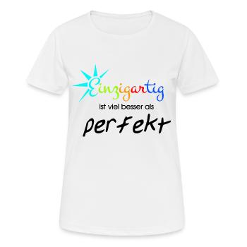 besonders perfekt Spruch - Frauen T-Shirt atmungsaktiv - Weiß - Vorne - AI Model Female 172 dark (172cm)