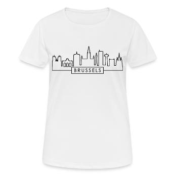Silhouette de la ligne d’horizon de la ville de Bruxelles en Belgique Bruxelles - T-shirt respirant Femme - blanc - Devant - AI Model Female 172 dark (172cm)
