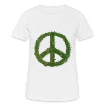Peace Zeichen / Friedenssymbol - Frauen T-Shirt atmungsaktiv - Weiß - Vorne - AI Model Female 172 dark (172cm)