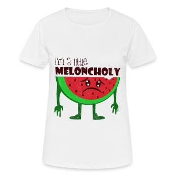 Melon mélancolique jeu de mots cadeau fruité - T-shirt respirant Femme - blanc - Devant - AI Model Female 172 dark (172cm)