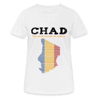 Tschad Nationalfarben Länderumriss Heimat Geschenk - Frauen T-Shirt atmungsaktiv - Weiß - Vorne - AI Model Female 172 dark (172cm)