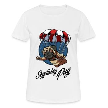Fallschirmspringen Mops Hundeliebhaber Geschenk - Frauen T-Shirt atmungsaktiv - Weiß - Vorne - AI Model Female 172 dark (172cm)