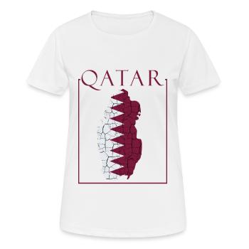 Cool Staat Katar Länderumriss Kontur Doha Geschenk - Frauen T-Shirt atmungsaktiv - Weiß - Vorne - AI Model Female 172 dark (172cm)