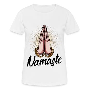 Yoga - Frauen T-Shirt atmungsaktiv - Weiß - Vorne - AI Model Female 172 dark (172cm)