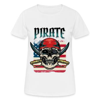 Piratenflagge Piratenschädel Säbel Pirat Geschenk - Frauen T-Shirt atmungsaktiv - Weiß - Vorne - AI Model Female 172 dark (172cm)