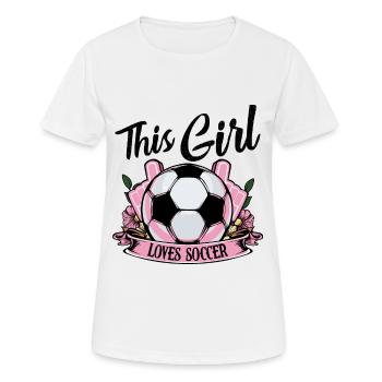 Cette fille aime le cadeau de joueur de football - T-shirt respirant Femme - blanc - Devant - AI Model Female 172 dark (172cm)