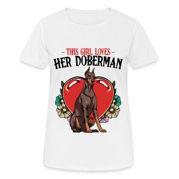 Dobermann - Frauen T-Shirt atmungsaktiv - Weiß - Vorne - AI Model Female 172 dark (172cm)