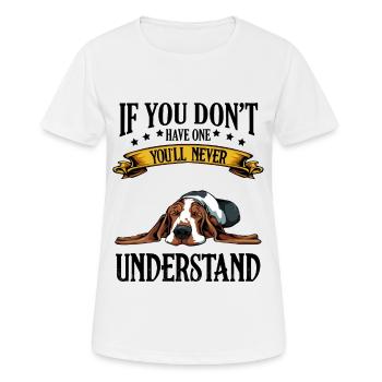 Basset Hound saying Funny Sweet Dog Gift - Women's Breathable T-Shirt - white - Front - AI Model Female 172 dark (172cm)