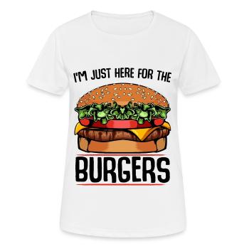 I‘m Just Here For The Burgers Hamburger Geschenk - Frauen T-Shirt atmungsaktiv - Weiß - Vorne - AI Model Female 172 dark (172cm)