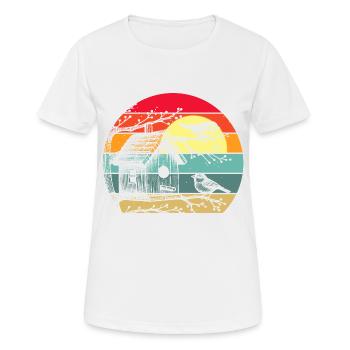 Fütterung von Vögeln - Frauen T-Shirt atmungsaktiv - Weiß - Vorne - AI Model Female 172 dark (172cm)