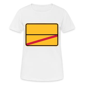 Ortsschild und DEIN Text - Frauen T-Shirt atmungsaktiv - Weiß - Vorne - AI Model Female 172 dark (172cm)