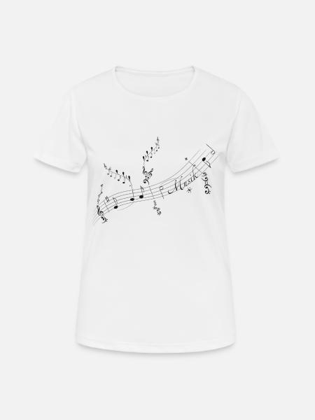 Noten - Frauen T-Shirt atmungsaktiv - Weiß