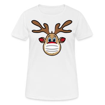 Ugly Xmas Rudi Renne avec masque - T-shirt respirant Femme - blanc - Devant - AI Model Female 172 dark (172cm)