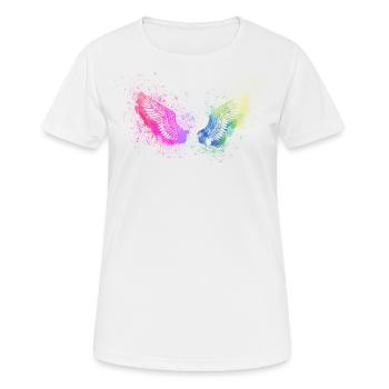 ailes de pêche,ailes,aquarelle,coloré,ailes d’ange - T-shirt respirant Femme - blanc - Devant - AI Model Female 172 dark (172cm)