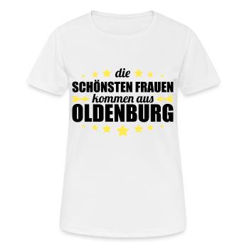 Oldenburg - Frauen T-Shirt atmungsaktiv - Weiß - Vorne - AI Model Female 172 dark (172cm)